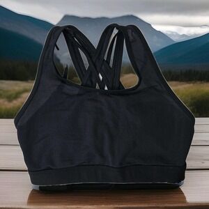 Fabletics Black Mesh Sports Bra Racerback Criss Cross Activewear SZ SM 30/32